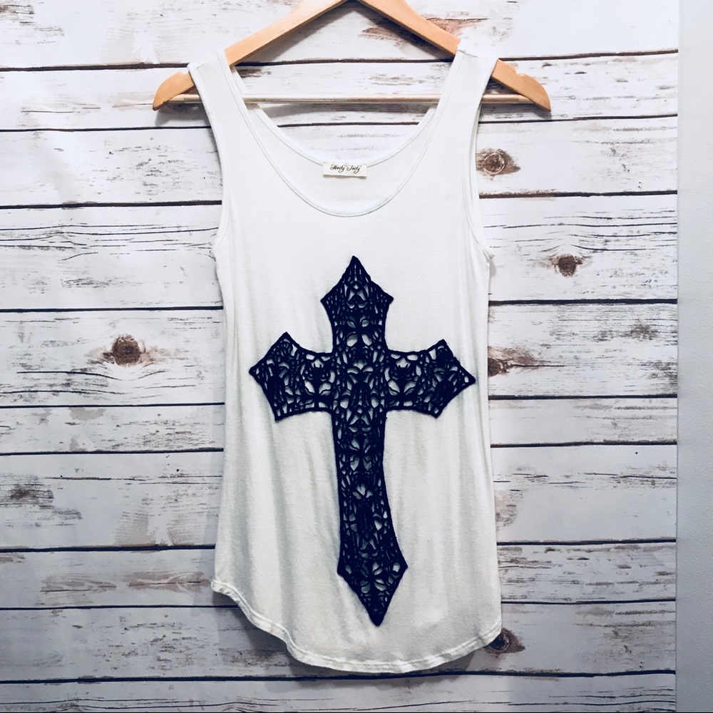 Hoity Toity Cross Embroidery Tank Top